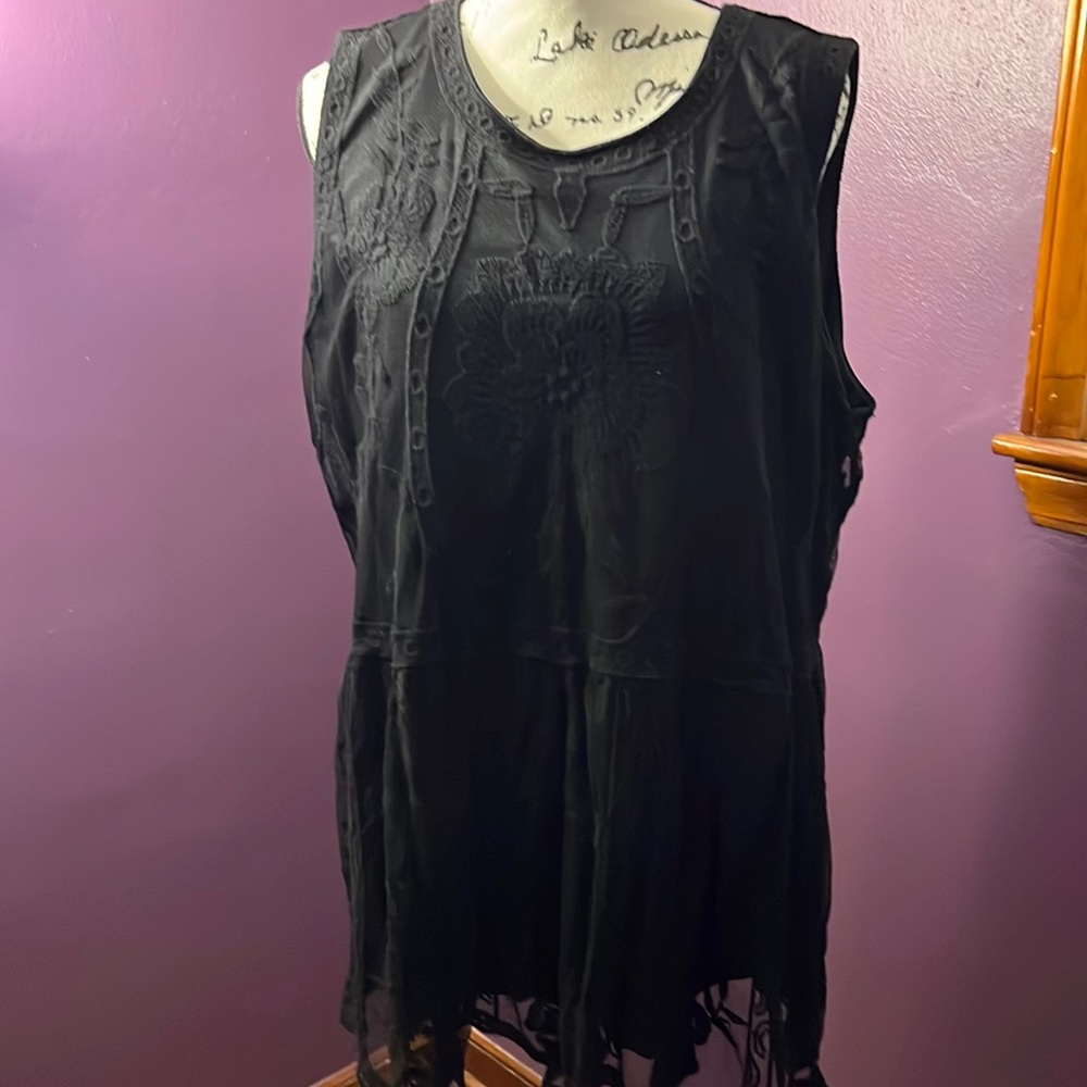 One of my favorites! Black lace overlay blouse